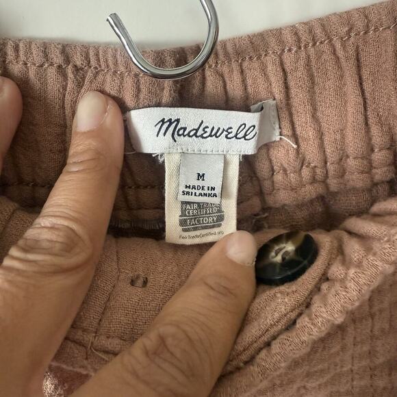 Madewell Pants Womens Medium Cotton Linen Pull On High Rise Tapered Button Front - Picture 6 of 10
